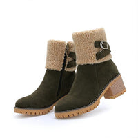Women's Casual Buckle Decorated Block Heel Snow Boots 15050504S