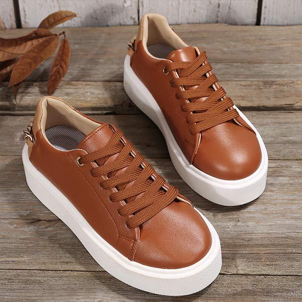 Women's Platform Thick-Soled Lace-up Casual Shoes 76320392C