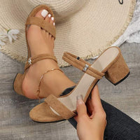 Women's Mid-Heel Peep Toe Chunky Heel Slingback Sandals 75076075C