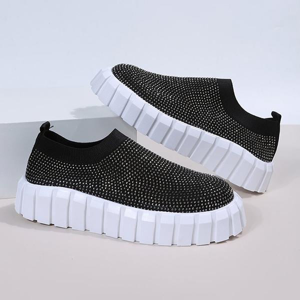 Women's Casual Thick Sole Rhinestone Mesh Sneakers 29426250S