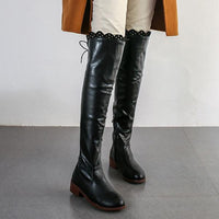 Women's Casual Elegant Lace Flat Over-the-Knee Boots 51759681S