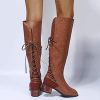 Women'S Vintage Round Toe Side Zip Block Heel Rider Boots 40681394