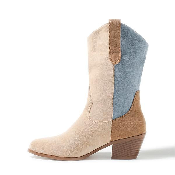 Women's Fashion Stitched Block Heel Cowboy Boots 97141790S