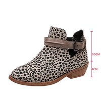 Women's Casual Leopard Print Block Heel Ankle Boots 75696296S