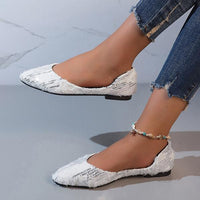 Women's Fashion Tassel Sequin Pointed Toe Flats 90284549S
