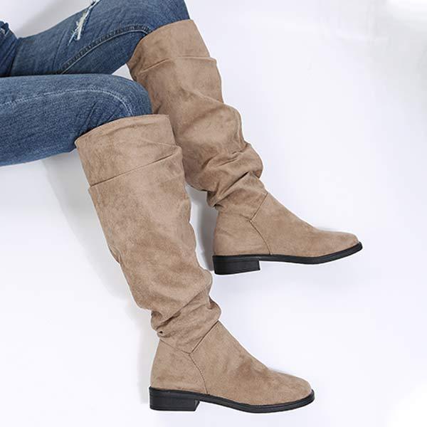 Women's Chunky Heel Pleated Sleeve Boots Tall Boots 93753010C
