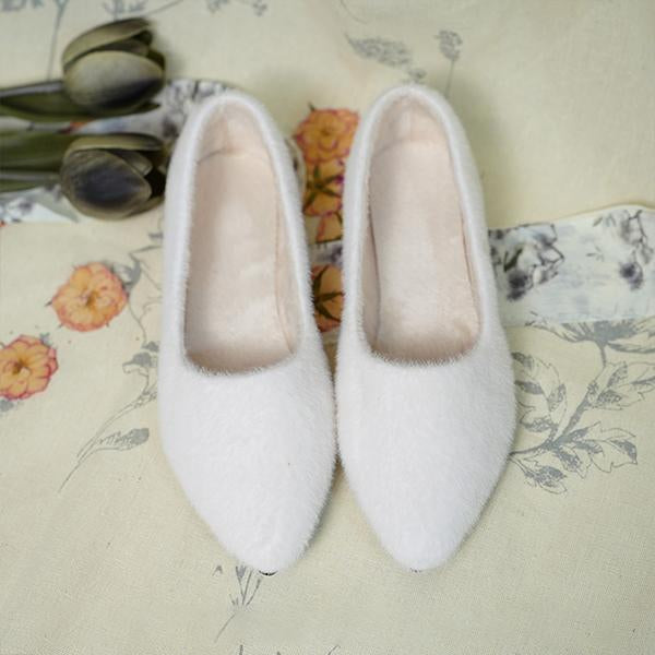 Women's Casual Pointed Toe Plush Flats 59734262S