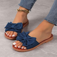 Women's Suede Bow Flat Sandals 89072035C