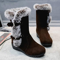 Women's High-Top Snow Boots with Wedge Heel and Belt Buckle 95160924C