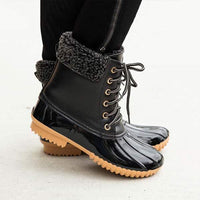 Women's Mid Boots Lace Up Fur Collar Snow Boots 86180179C