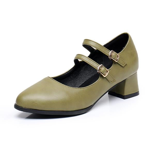 Women's Stylish Simple Double-Layer Buckle Pumps 98642523S