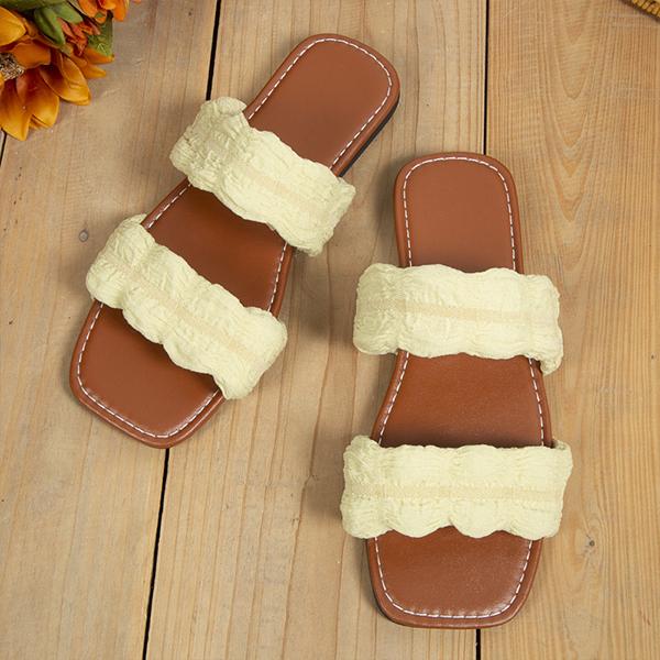 Women's Square Toe Flat Fashion Casual Cloth Slippers 50796484C