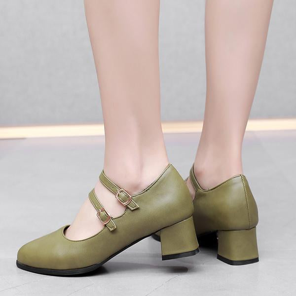 Women's Stylish Simple Double-Layer Buckle Pumps 98642523S