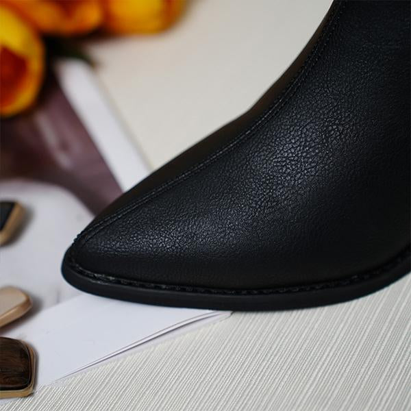 Women's Fashionable Elegant Stitched Block Heel Short Boots 35525801S