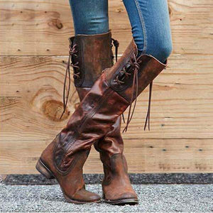 Women's Vintage Chunky Heel High Shaft Boots 04323640C