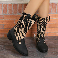 Women's Fashion Pattern Pointed Toe Mid-Calf Boots 08757824S