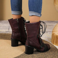 Women's Fashionable Rivet Strap Thick Heel Martin Boots 81615831S
