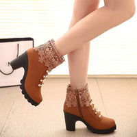 Women's Lace Chunky Heel Ankle Boots 04959289C