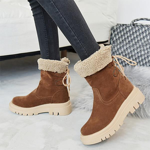 Women's Casual Back Lace Up Platform Snow Boots 21015138S