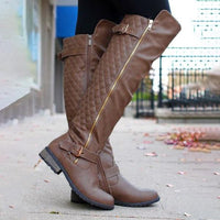Women's Fashion Belt Buckle Knee High Boots 55630478S