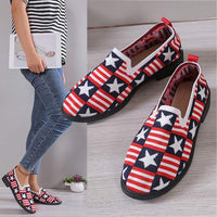Women's Fly Woven Lace-Up Star Flag Flats 42557125C