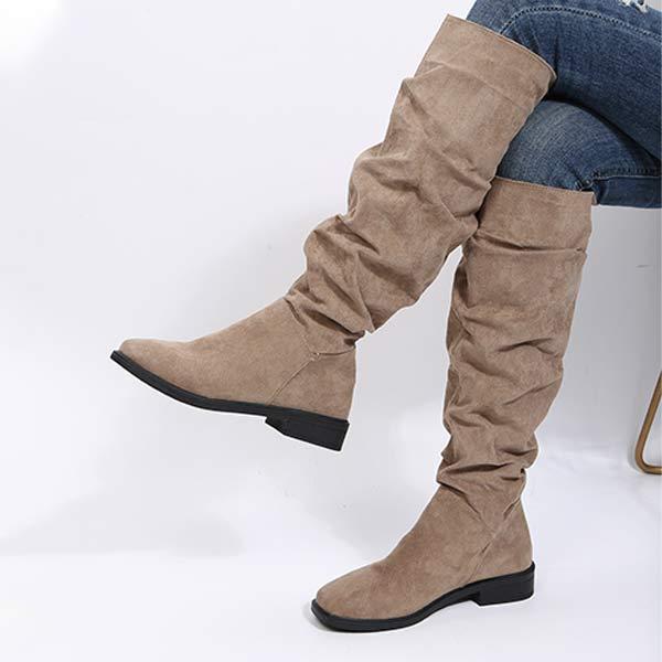 Women's Chunky Heel Pleated Sleeve Boots Tall Boots 93753010C