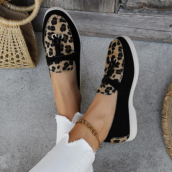 Women's Casual Flat-Soled Leopard Print Slip-On Loafers 52797994S