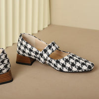 Women's Retro Square Toe Chunky Heel Mary Jane Shoes 87300958C