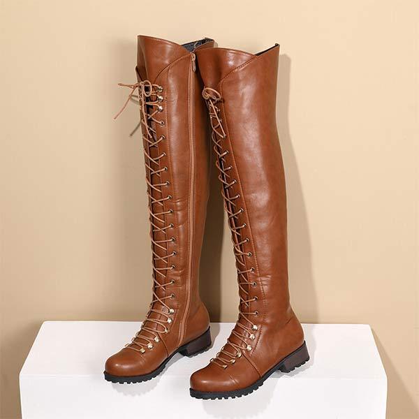 Women'S Vintage Lace Up Side Zip Boots 98949834C