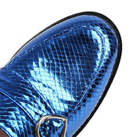 Women's Snake Print Sequin Heart Buckle Loafers 27996903C