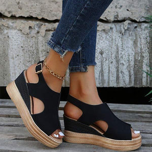 Women's Fish Mouth Wedge Open Toe Roman Style Sandals 36528098C