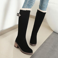 Women's Simple Preppy Chunky Heel Knee Boots 95555153S