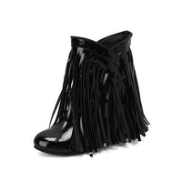 Women's Fashion Heart Wedge Short Tassel Boots 74202456S