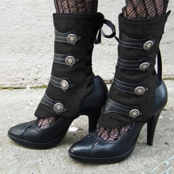 Women's Vintage Buckle Stitching Mid-calf Boots 07555564S