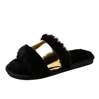 Women's Flat Fashionable Casual One-Strap Sequin Furry Slide 28147939C