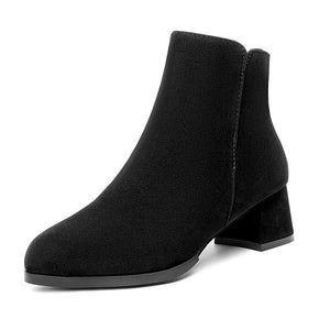 Women's Side-Zip Square Heel Mid-Heel Warm Short Boots 34451551C