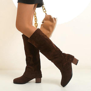 Women's Casual Frosted Thick Heel Knee-High Boots 23083498S