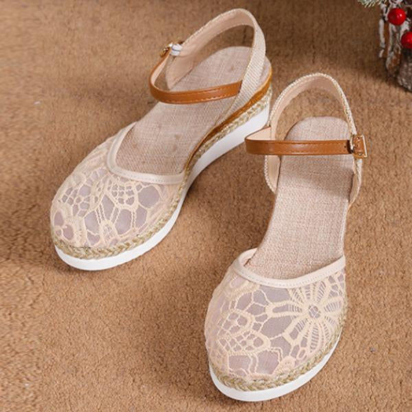 Women's Casual Mesh Embroidered Wedge Sandals 03464073S