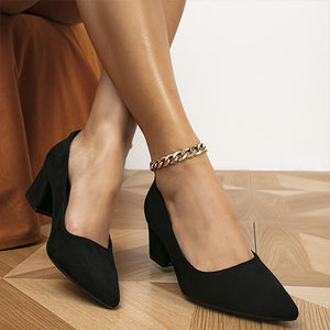Women's Elegant Suede Business Block Heel Pumps 22148714S