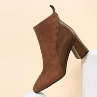 Women's Fashionable Block Heel Spliced Zipper Ankle Boots 96551285S