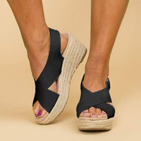 Women'S Hemp Woven Platform Wedge Sandals 73059625C