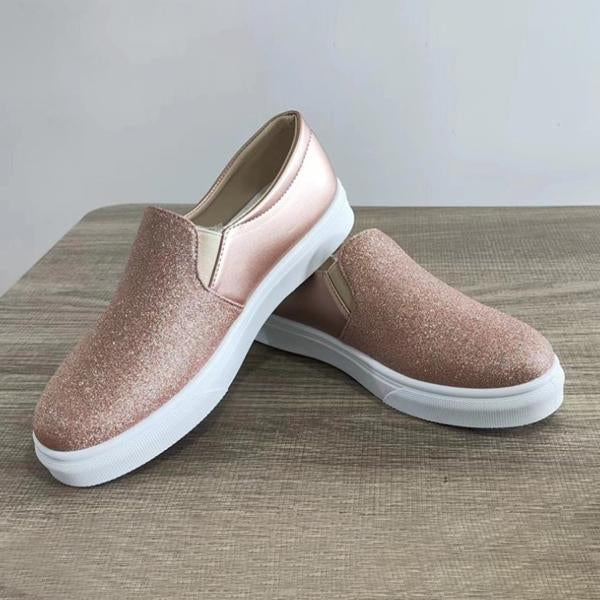 Women's Casual Sequined Slip-on Elastic Flat Sneakers 46205840S