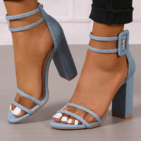 Women's Fashion Transparent Chunky Heel High Heel Sandals 02953148C