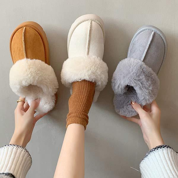 Women's Thick-Soled Fleece-Lined Warm Fuzzy Slippers 92549908C