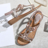 Women's Elegant Rhinestone Flower Wedge Sandals 04423692C