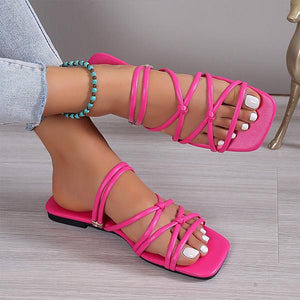 Women's Casual Cross Strap Flat Two-Wear Sandals 90312254S
