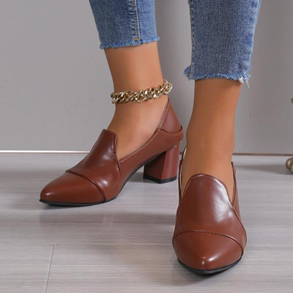 Women's Fashionable Pointed Toe Block Heel Pumps 42321777S