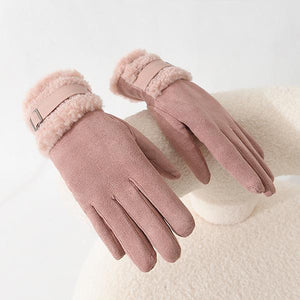 Women's Fashionable Warm Fur Lined Touch Screen Gloves 32347800S