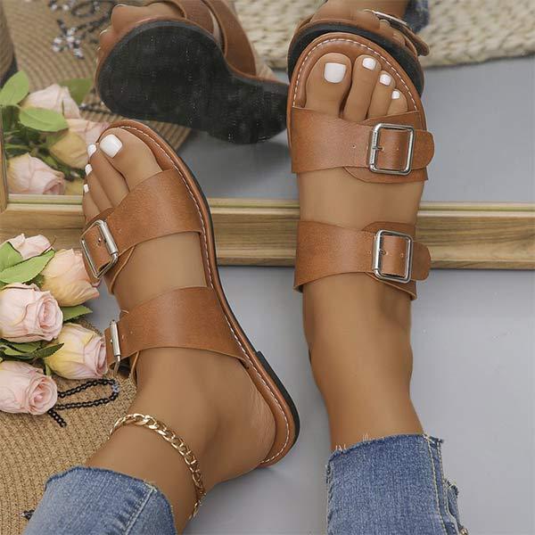 Women's Open-Toe Flat Sandals with Single Strap 45380178C