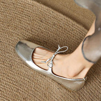 Women's Vintage Silver Low Heel Square Toe Mary Jane 99537110C